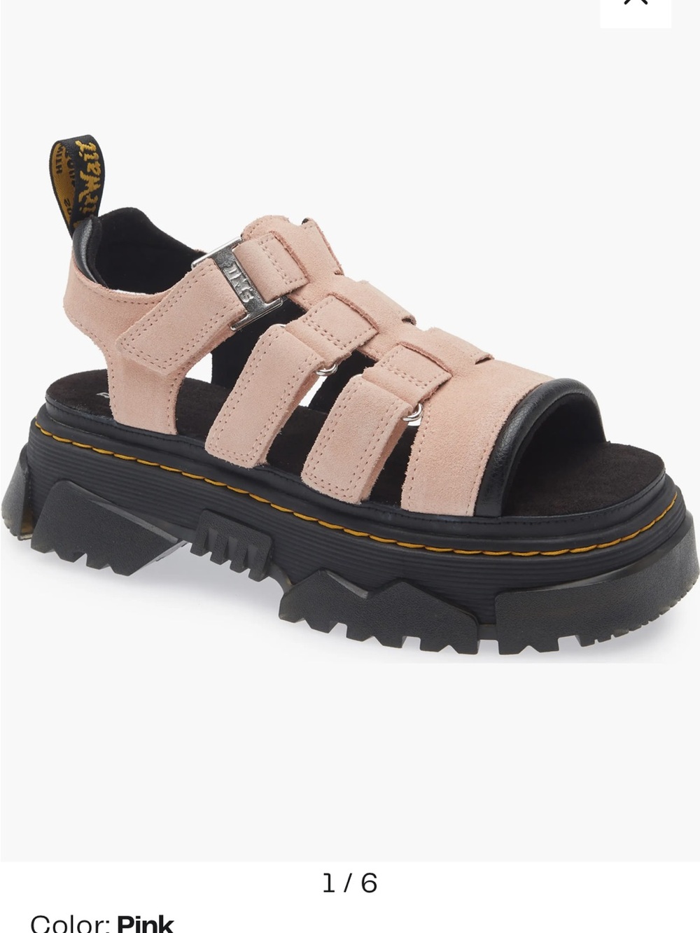 Mattison Platform Sandal Pink Dr. Martens 8 suede leather sandals buckles chunky